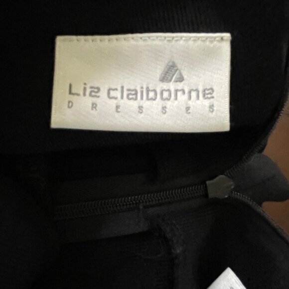 Vintage Liz Claiborne Black Beaded Sweater Dress Size Med u  Knee Length Modest - Picture 12 of 14